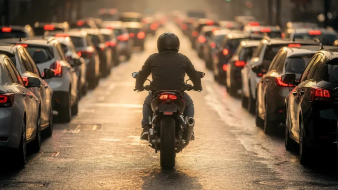 jazda między pasami motocyklem